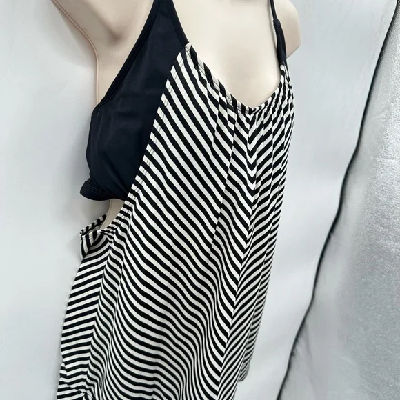 ATHLETA Slash stripe blousy woman activewear workout support tankini 40 D/DD - Picture 6 of 14